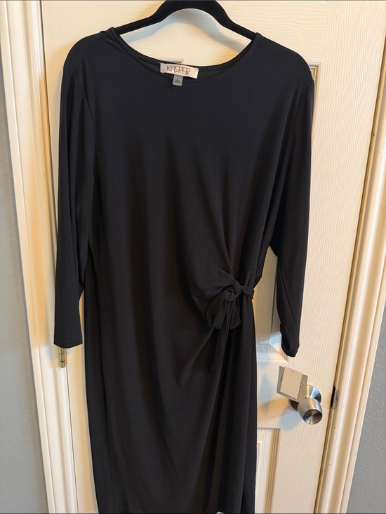 Kasper Dresses & Skirts - Kasper Black Midi Dress with Side Knot